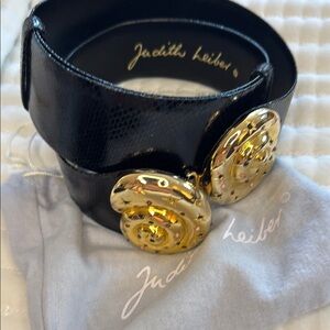 Judith Leiber Black snake and Gold Women's Belt